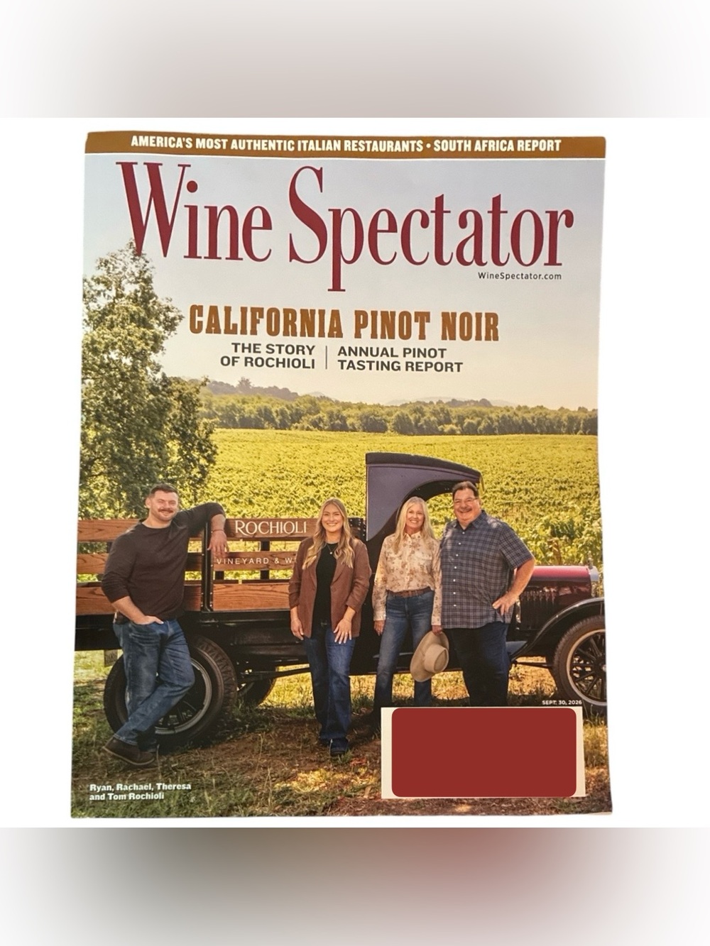 Wine Spectator Magazine September 30 2026 California Pinot Noir Story Rochioli